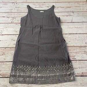 Eileen Fisher Women Gray Linen Sleeveless‎ Dress Size 10 Organic Linen Summer